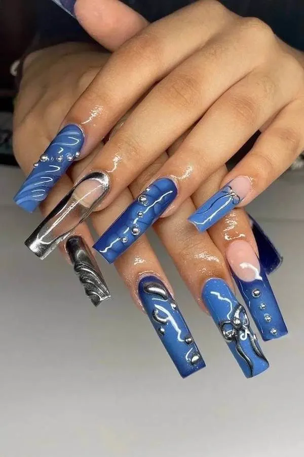 summer blue nails