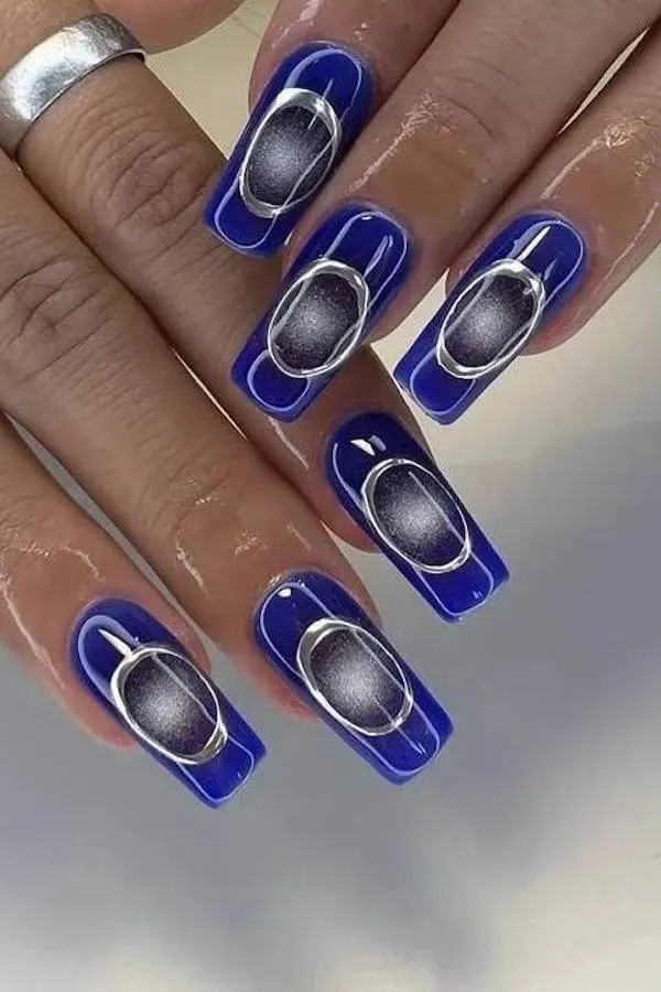 summer blue nails