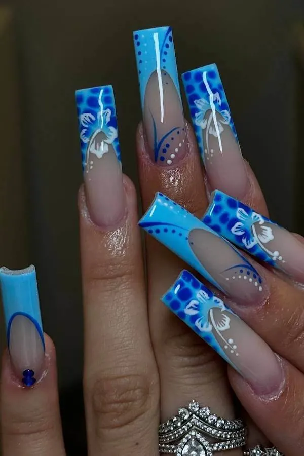 summer blue nails