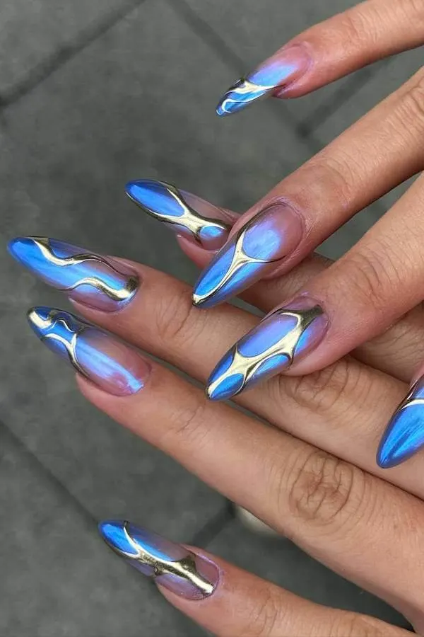 summer blue nails