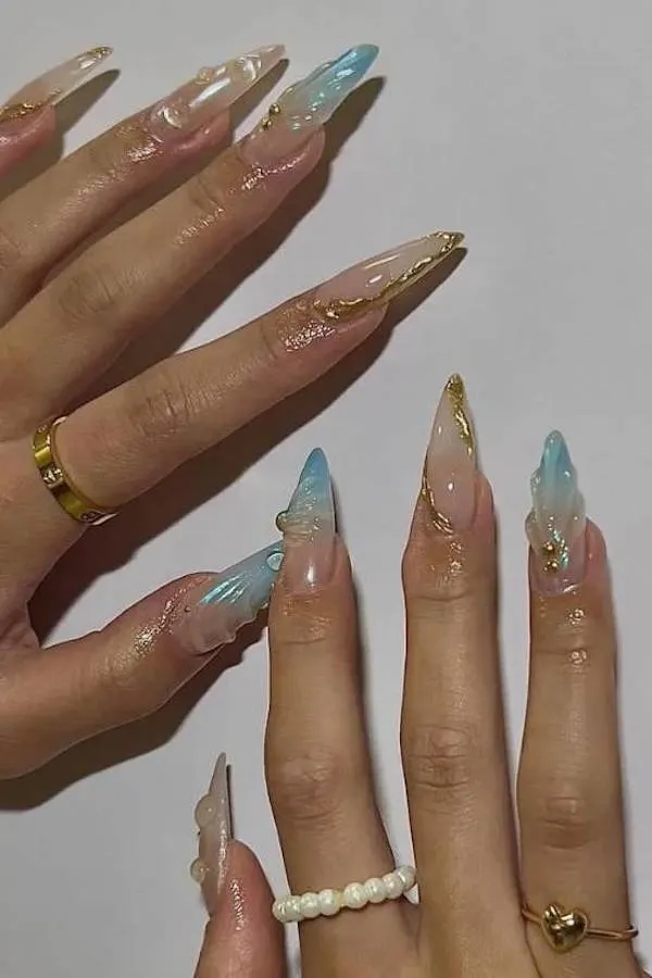 summer blue nails