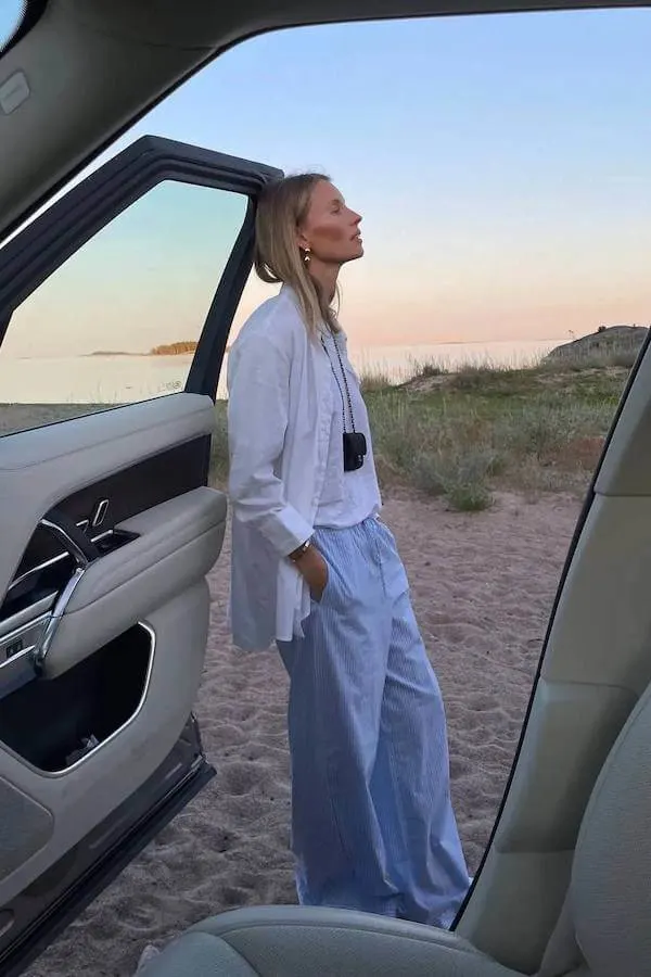 summer button down shirt outfit