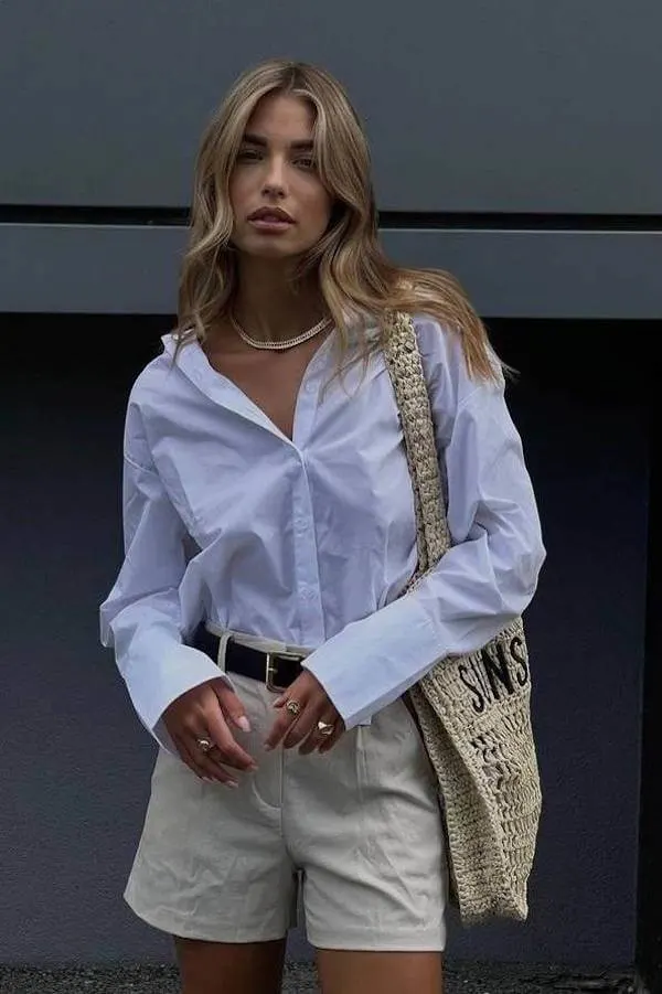 summer button down shirt outfit