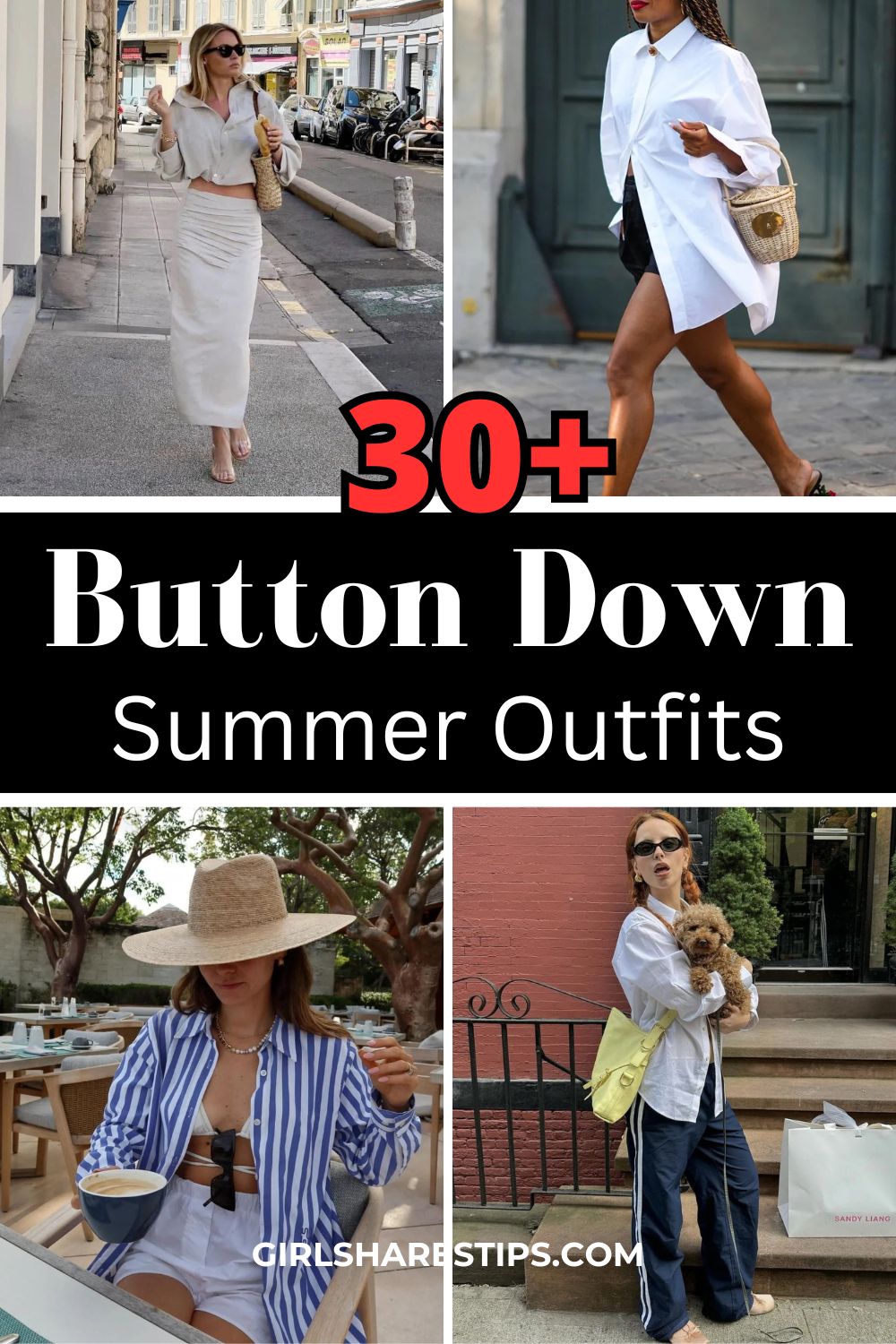 summer button down shirt outfit ideas collage