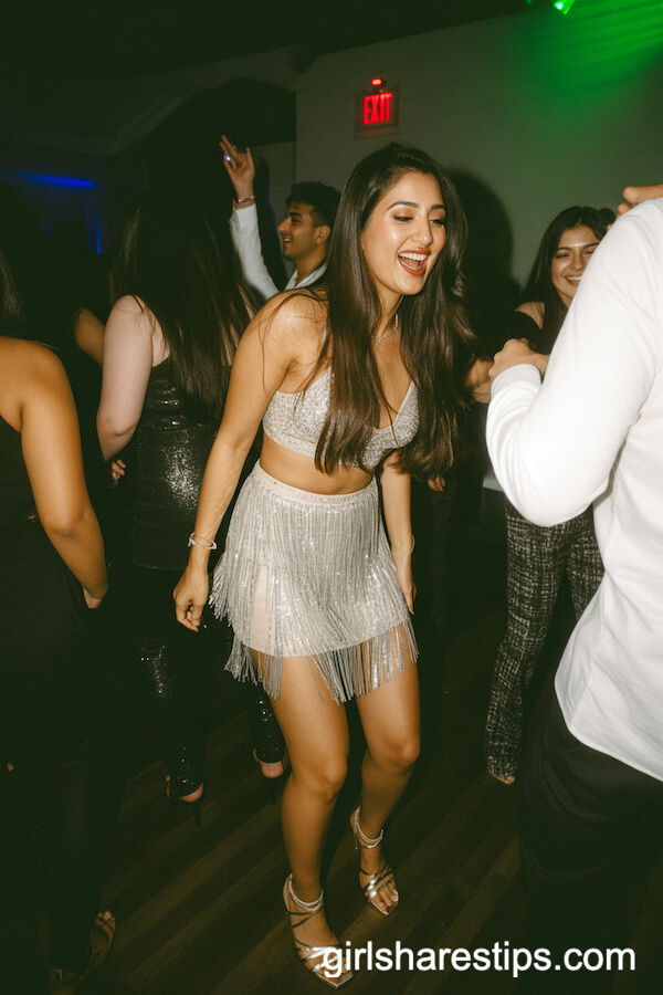 Shimmering Crystal Fringe Skirt Set with Strappy Sandals