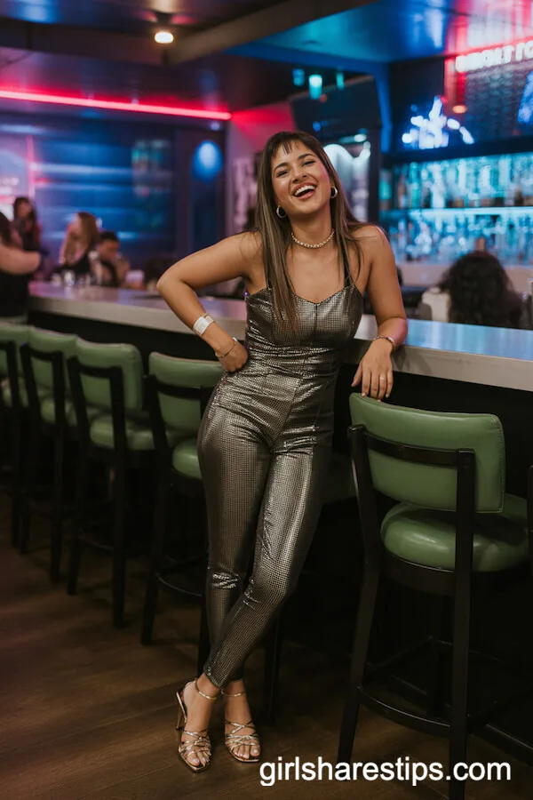 Metallic Silver Jumpsuit Strappy Heels