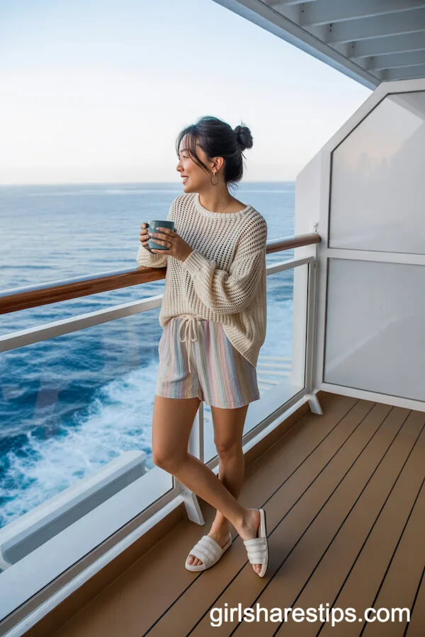 Cream Knit Sweater and Pastel Shorts Lounge Look