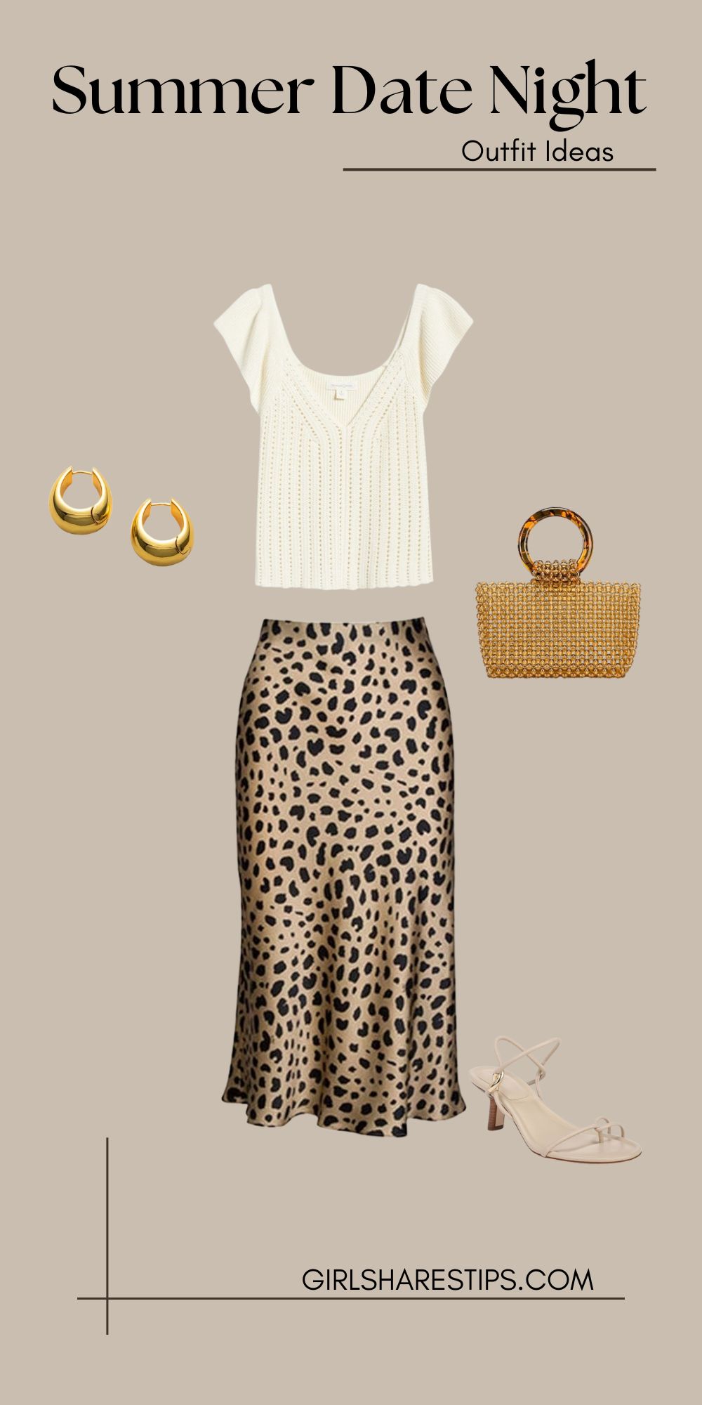 summer date night outfit with midi skirt