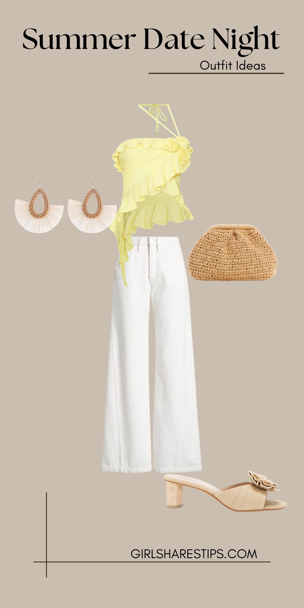 summer date outfit with wide leg pants