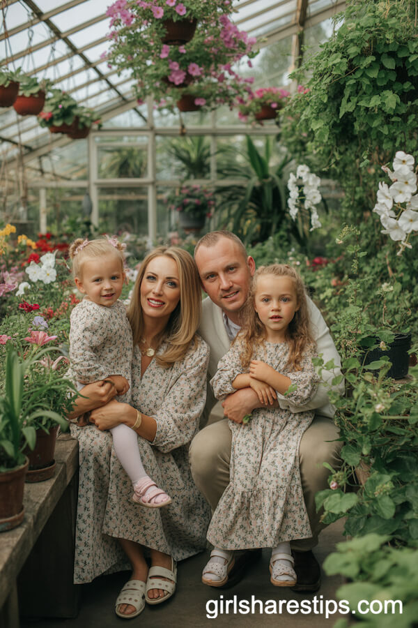 Floral Prints for a Greenhouse Family Portrait