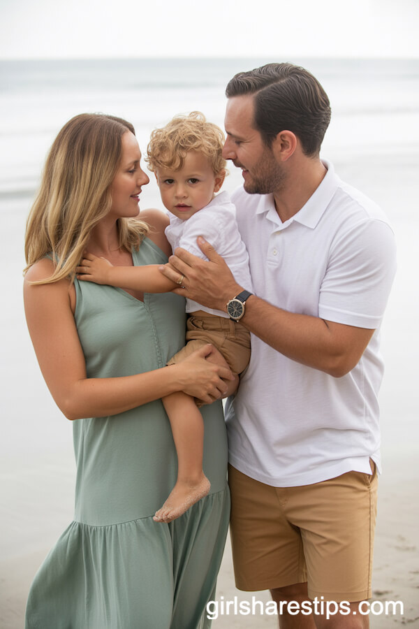 Sage Green Maxi and Soft Neutrals for an Intimate Beach Shoot