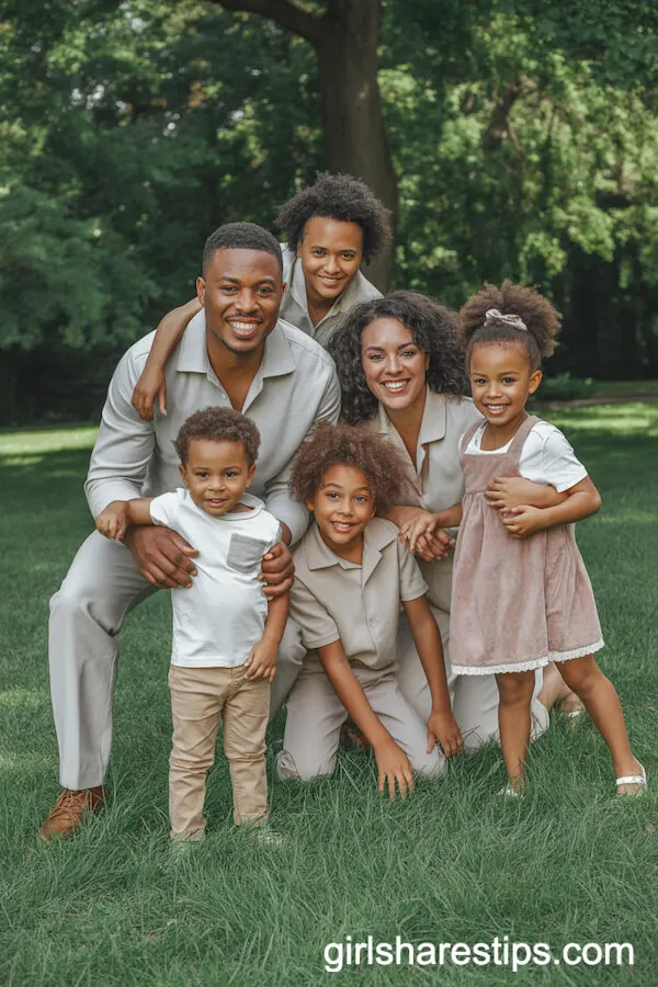 Coordinated Pastel Outfits for a Playful Park Portrait