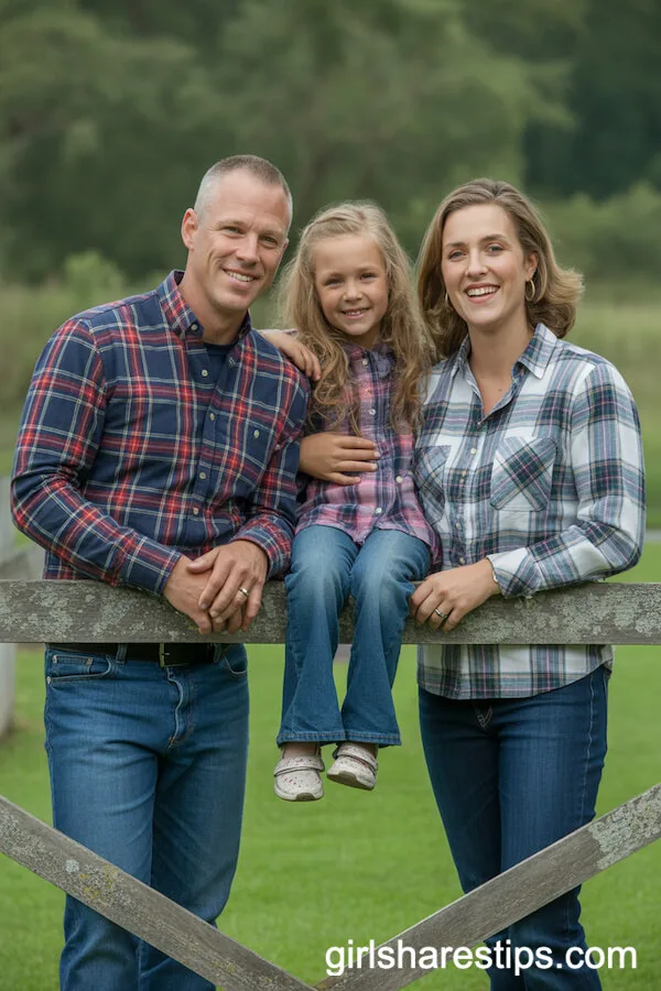 Plaid Shirts and Blue Jeans for Rustic Family Charm