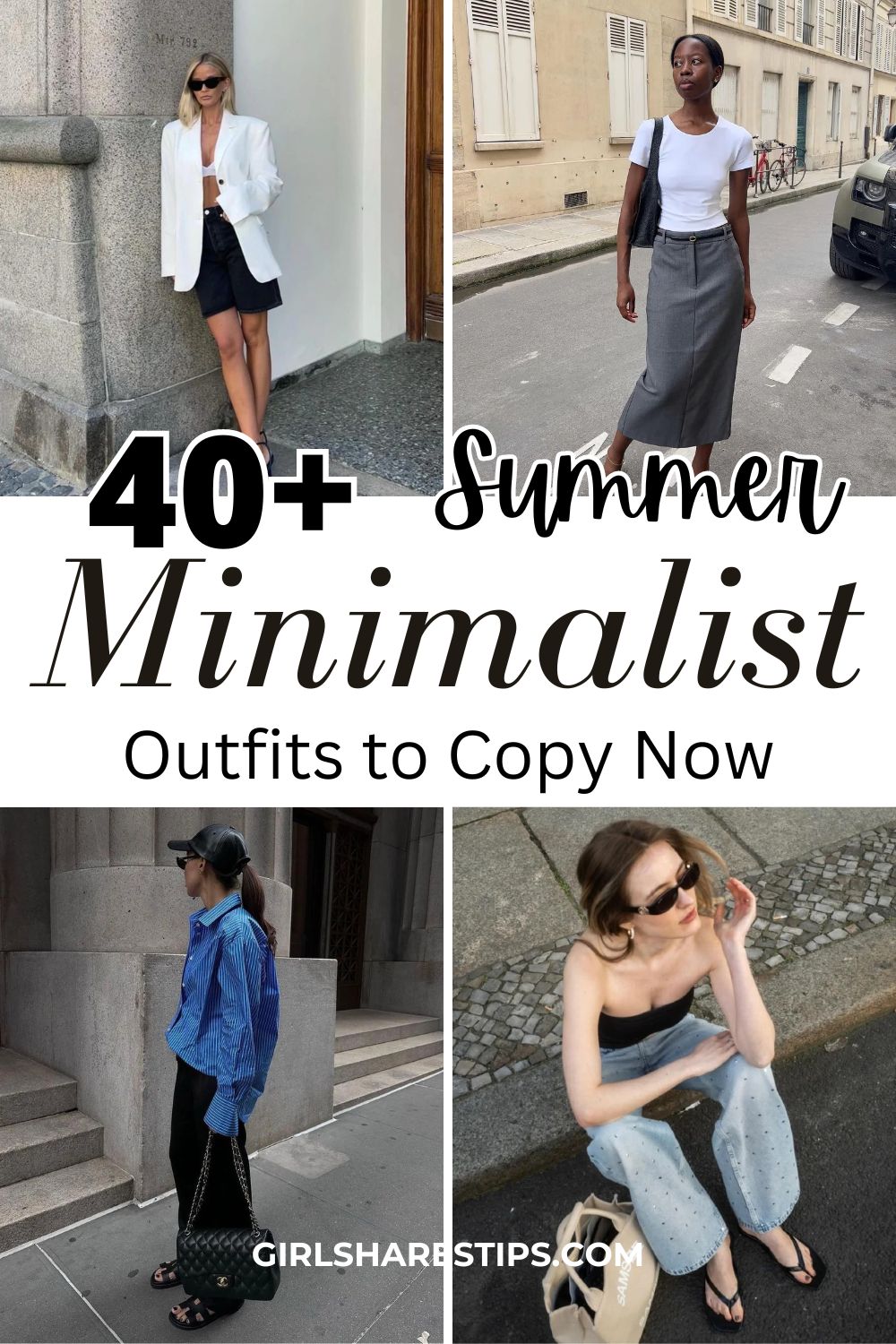 summer minimalist outfit ideas collage