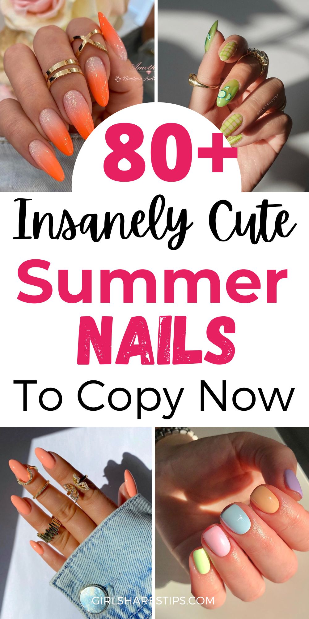 summer nail colors and vacation nails collage