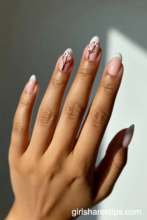 Cherry Blossom Oval Nails