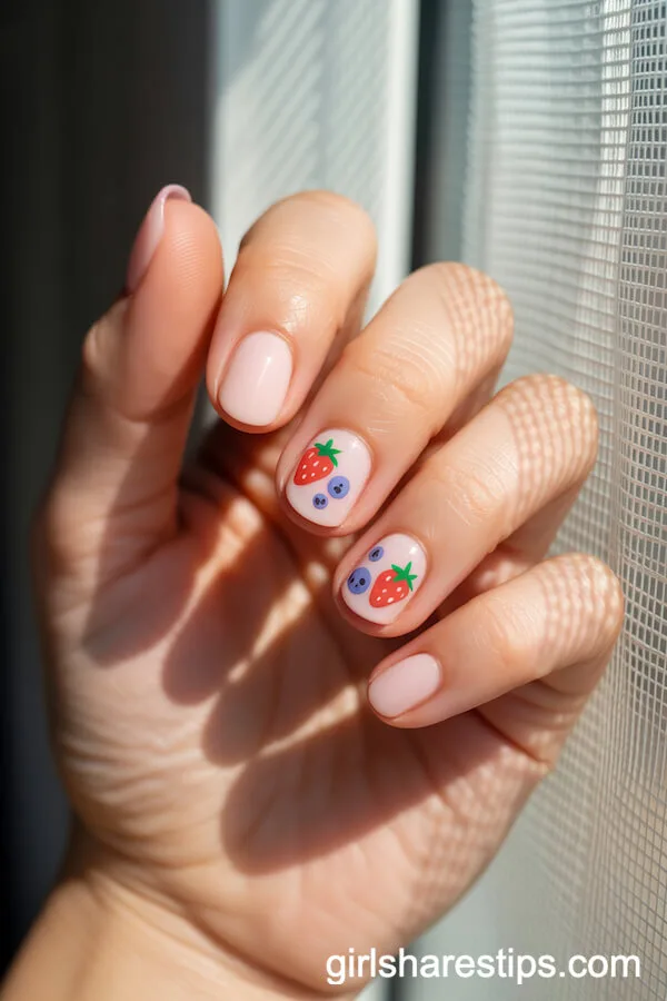 Berry-Inspired Pink Short Nails