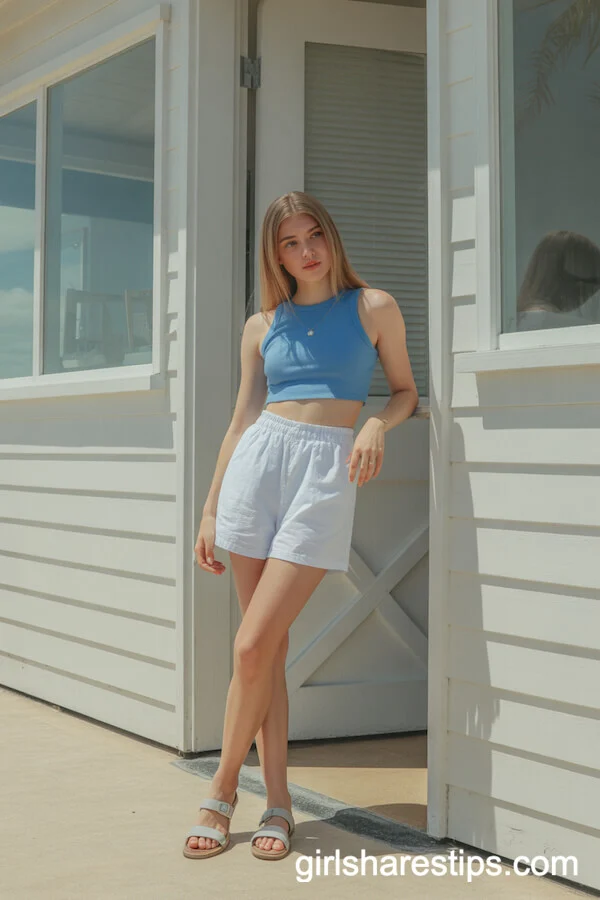 Chic High-Waisted Shorts and Crop Top by the Beach House