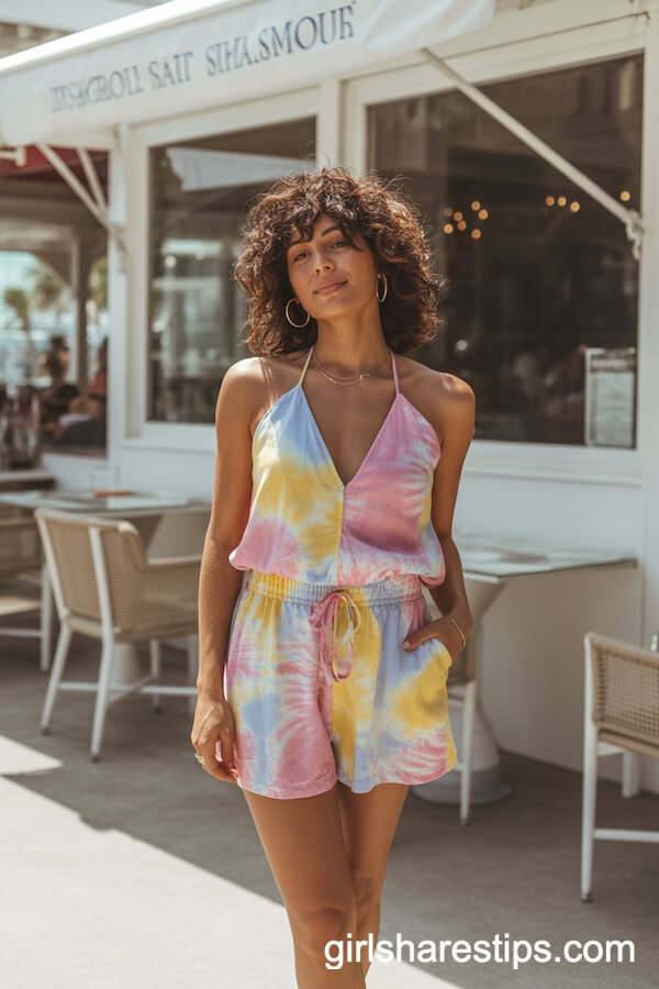 Vibrant Tie-Dye Romper for Playful Summer Vibes