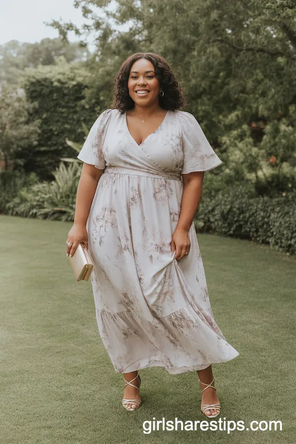 Flowy Floral Print Maxi Dress With Strappy Sandals and Clutch