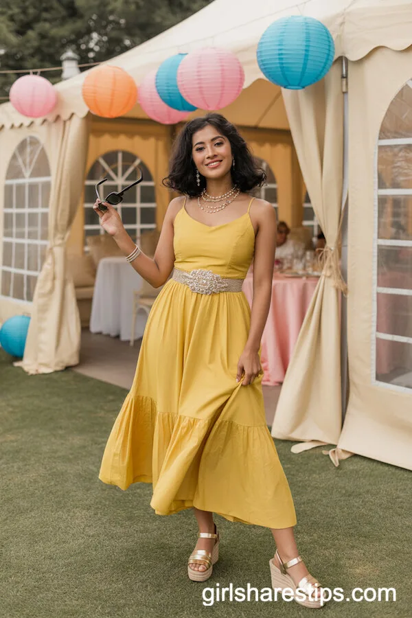 Vibrant Yellow Sundress with Statement Belt