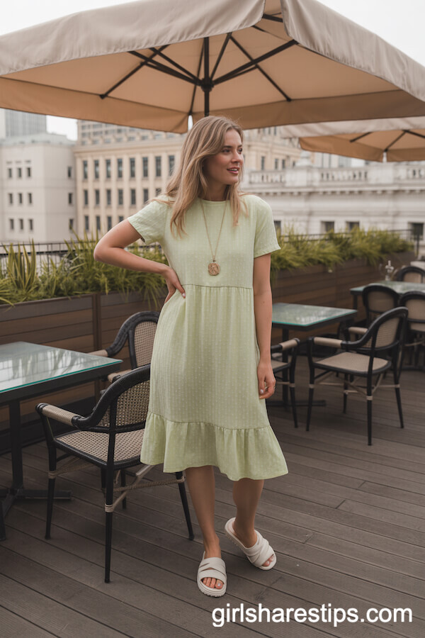 Light Yellow Ruffle Hem Dress for a Rooftop Caf&eacute; Vibe