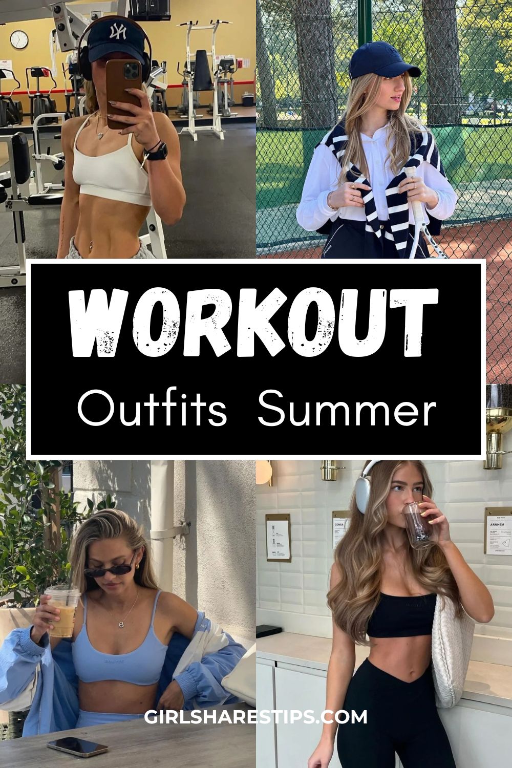 summer workout outfits collage