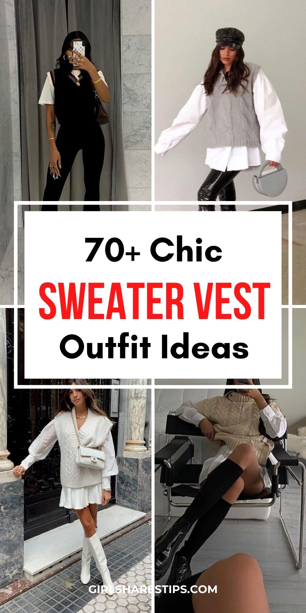 sweater vest outfit ideas for women collage