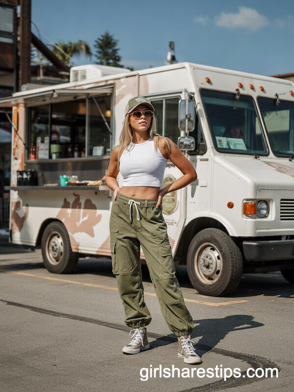 Cargo Pants and Fitted Crop Top