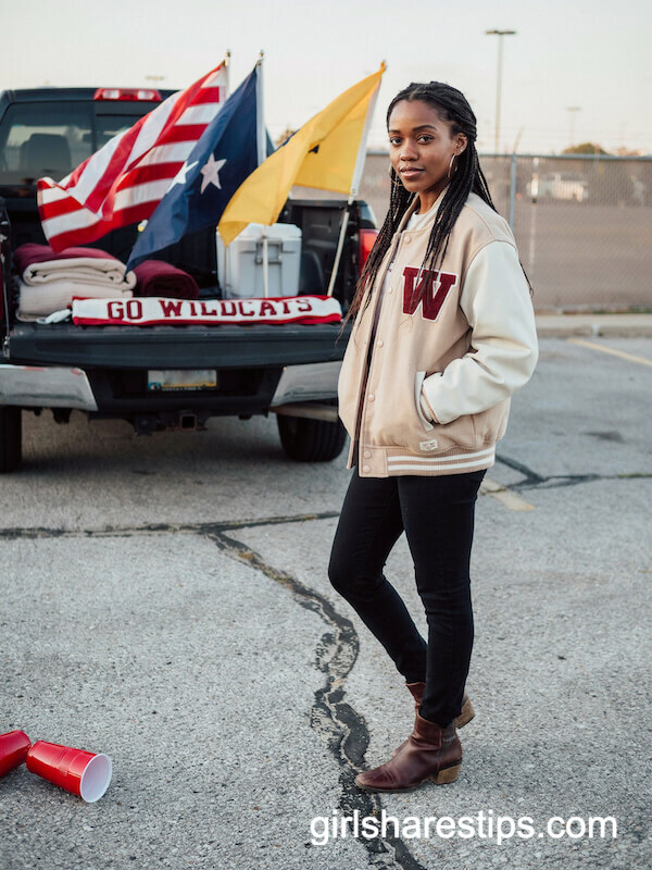 Varsity Jacket and Skinny Black Jeans