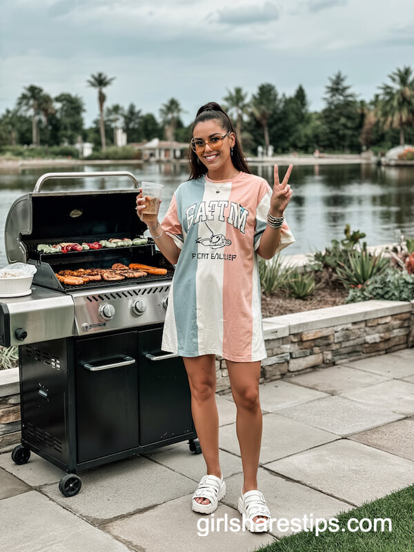 Team T-Shirt Dress and Platform Sandals