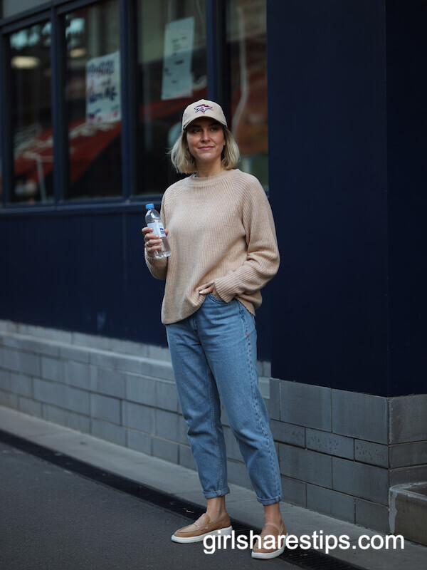 Knit Sweater with Blue Mom Jeans