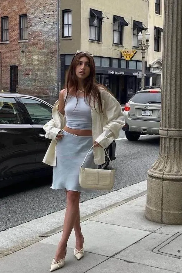 tank top and skirt outfit