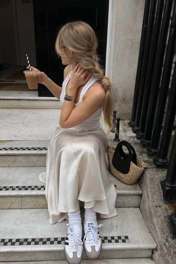tank top and skirt outfit