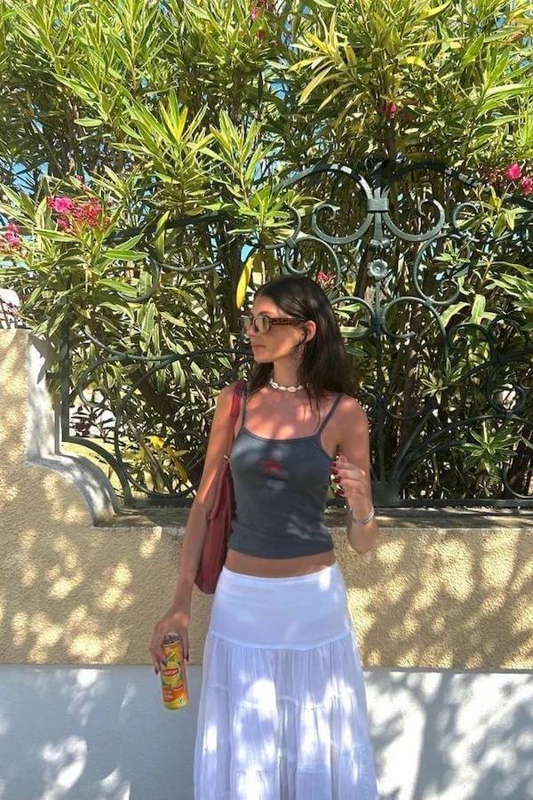 tank top and skirt outfit