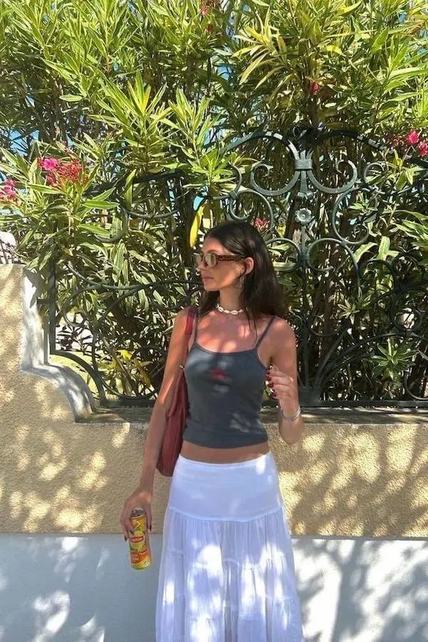 tank top and skirt outfit