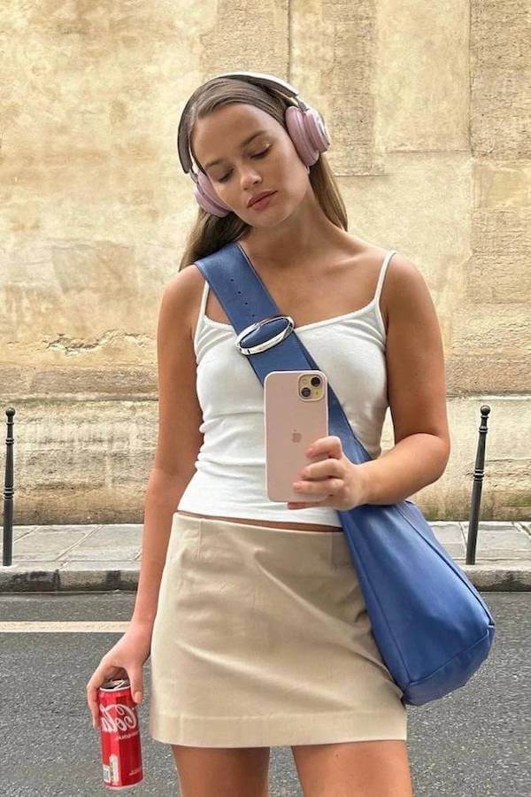 tank top and skirt outfit