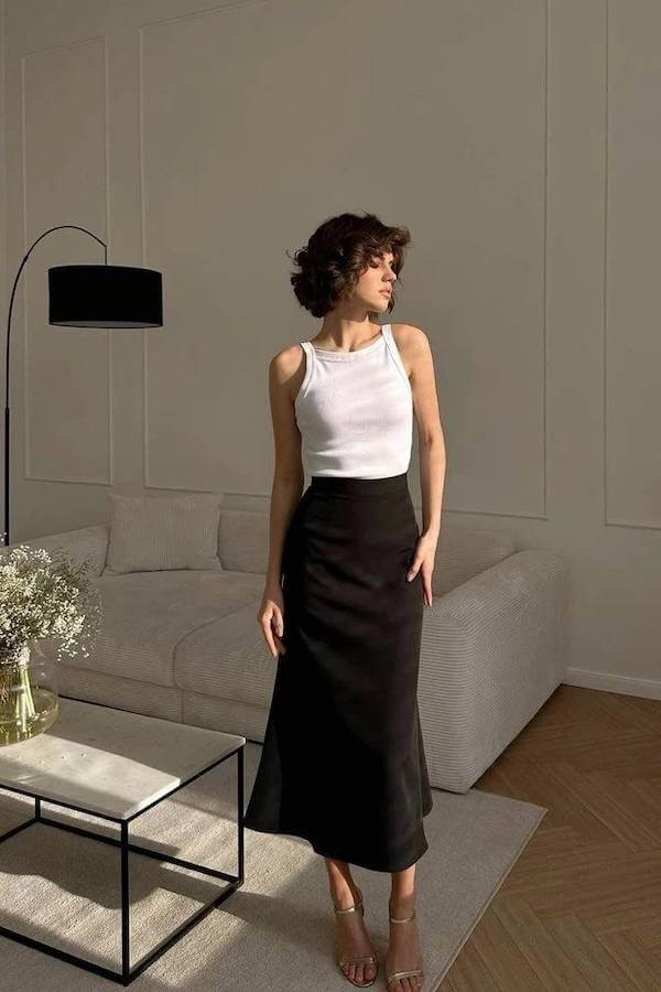 tank top and skirt outfit