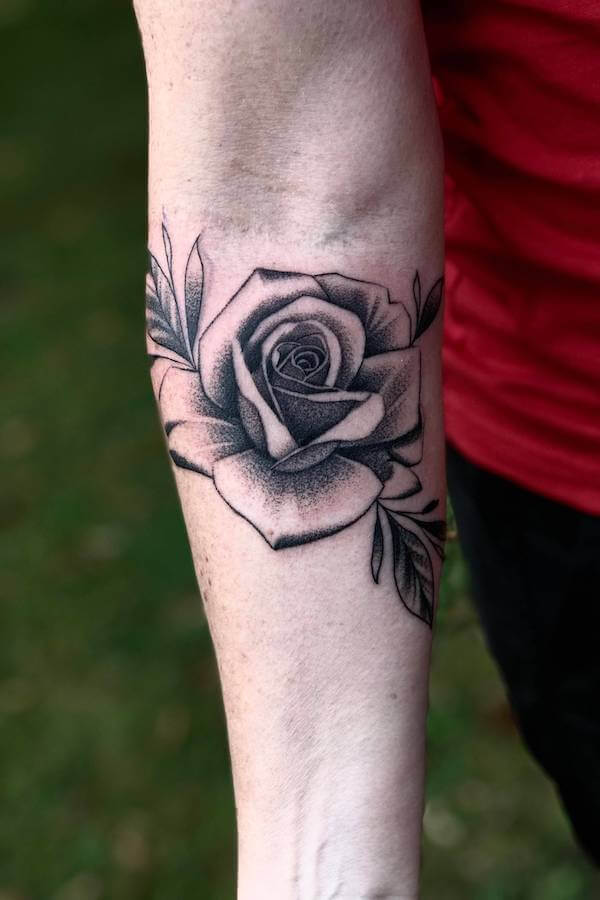 Shaded Rose Forearm Tattoo
