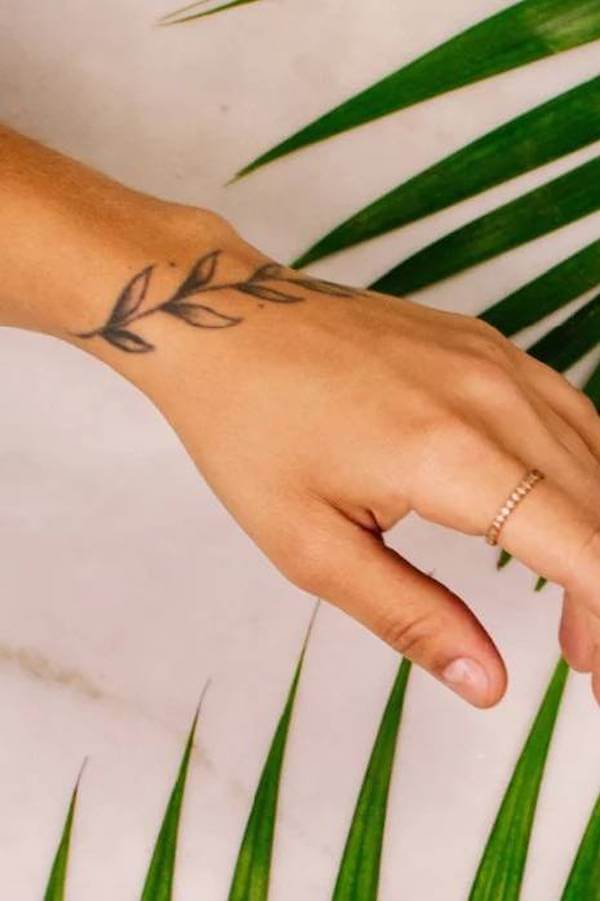 Simple Leaf Wrist Tattoo