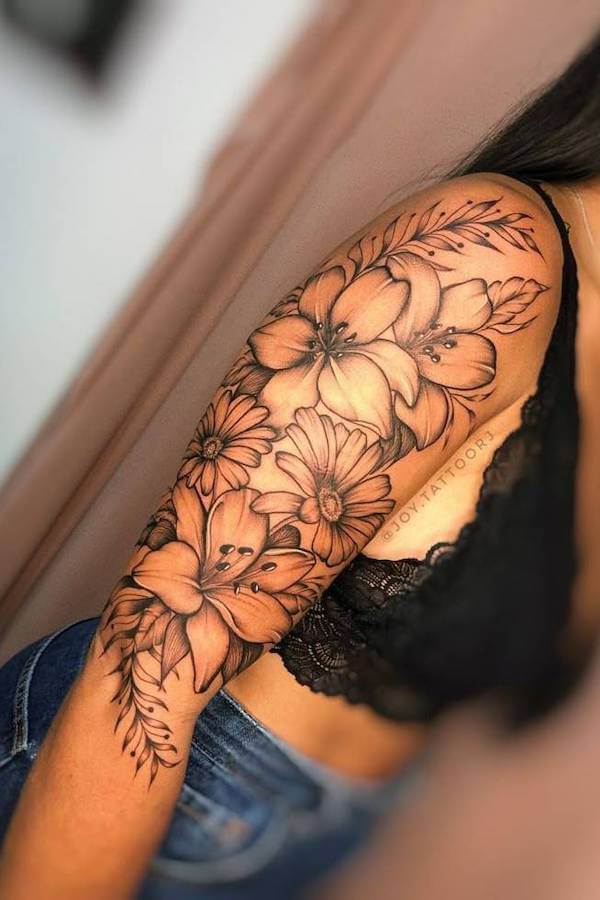 Bold Floral Arm Tattoo