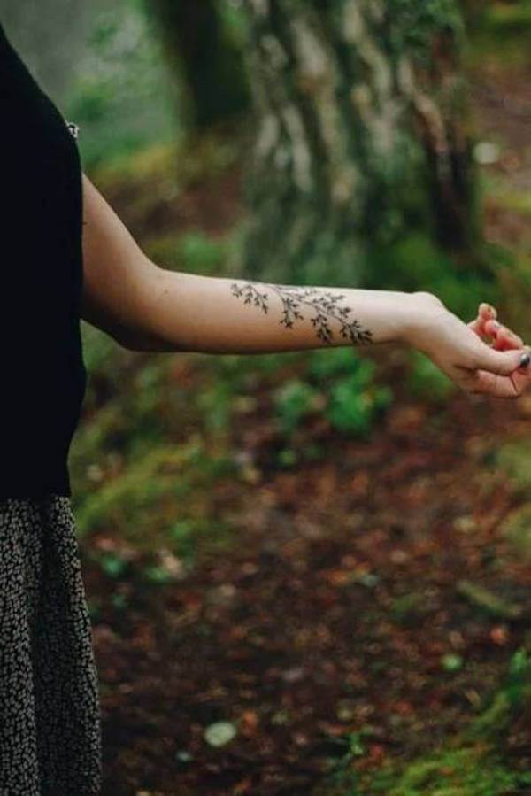 Dainty Branch Forearm Tattoo