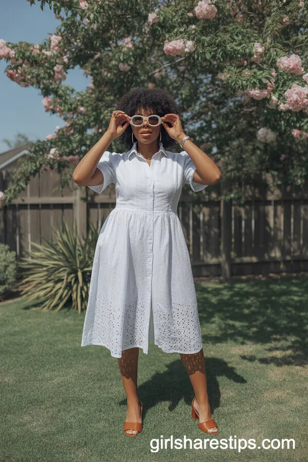 Chic White Eyelet Dress Oversized Sunglasses