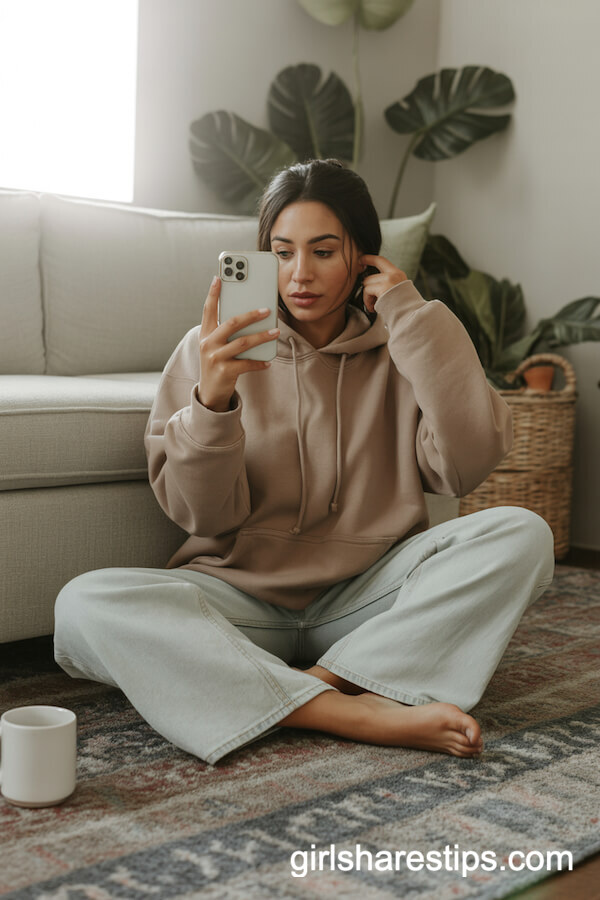 Oversized Hoodie with Pale-Wash Wide-Leg Jeans