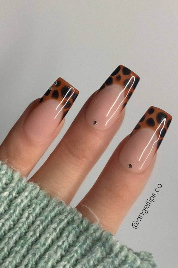 Leopard Tortoise Shell French Tips