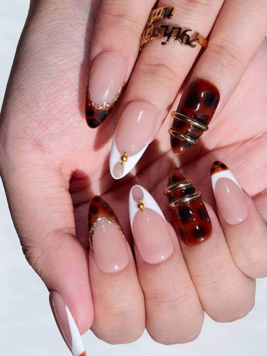 25 Stunning Tortoise Shell French Tip Nails You Have to Try