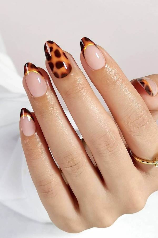 Classic Tortoise Shell French Tip Nails