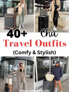 chic travel outfits and airport outfits collage