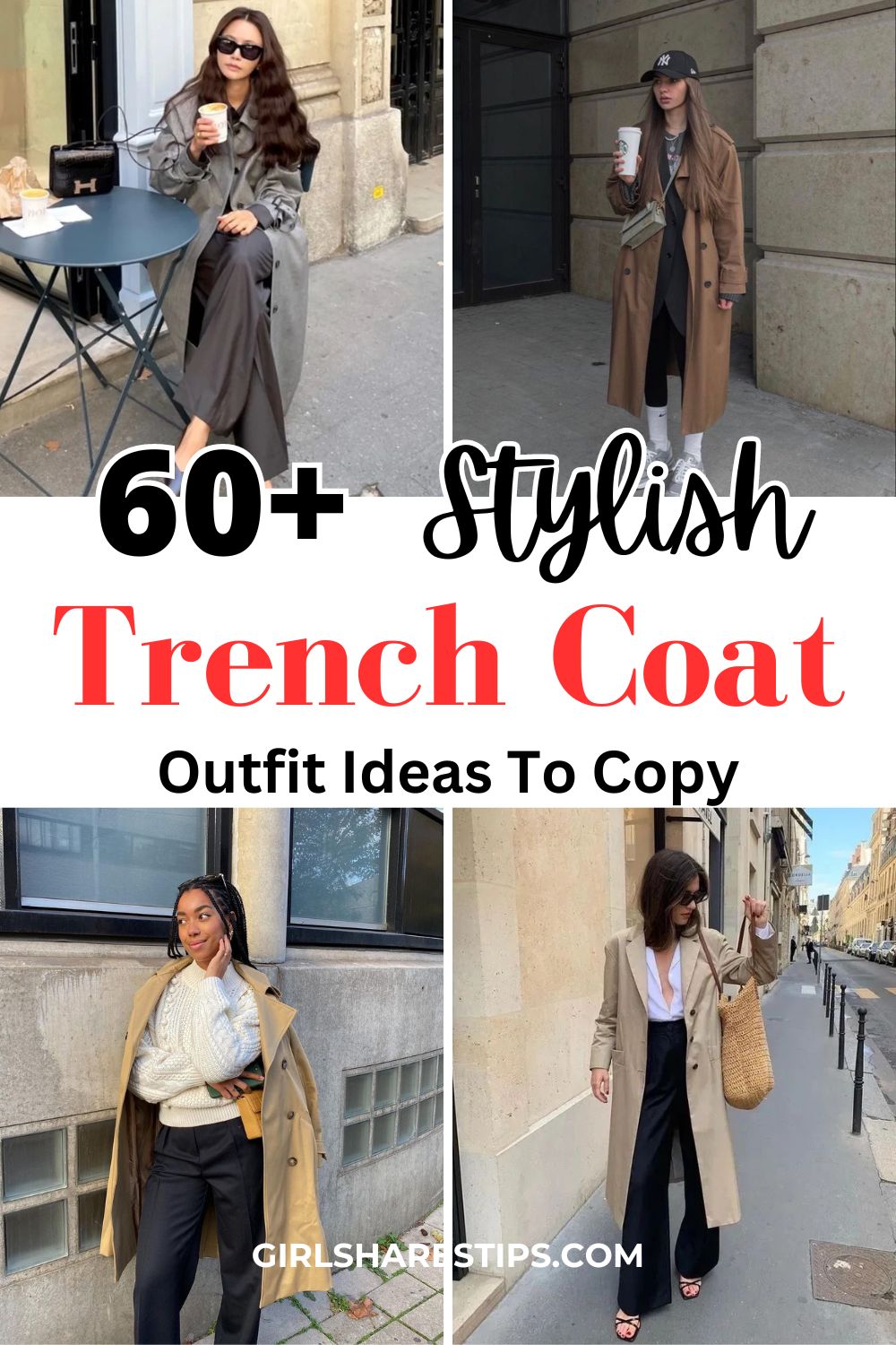 trench coat outfit ideas collage