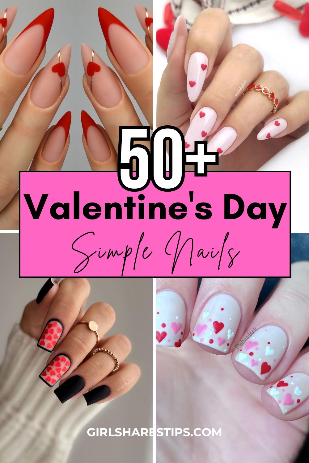 trendy Valentine's Day nails collage